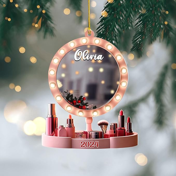 Personalized Makeup Tools Christmas Ornament 2024, Makeup Box Christmas Ornament Gift for Makeup Artist, Christmas Tree Decor for Makeup Shop, Gift for New Makeup Coworkers (MKH14)