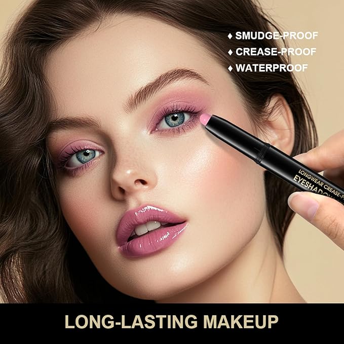 CHIFURE Eyeshadow Stick, Shimmer and Matte Cream Eye Shadow Brightener Sticks Eyeliner Pencil Crayon, Waterproof Long Lasting Eye Highlighter Stick Makeup,0.056 Oz(#3-Desert)