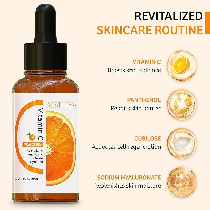Best Vitamin C Serum for Face with Vitamin E, Retinol & Hyaluronic Acid - Anti Aging Serum For Fine Lines, Dark Spots, Wrinkles, Face Moisturizer & Hydrating - All Skin Types of Men & Women | 1Fl Oz