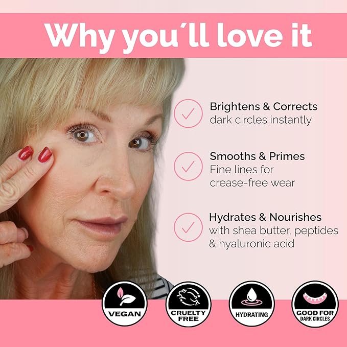 Elizabeth Mott Thank Me Later Under Eye Brightener & Primer – Hydrating Color Corrector for Dark Circles – Lightweight Concealer Base for Mature Skin, Fair Shade 5ml