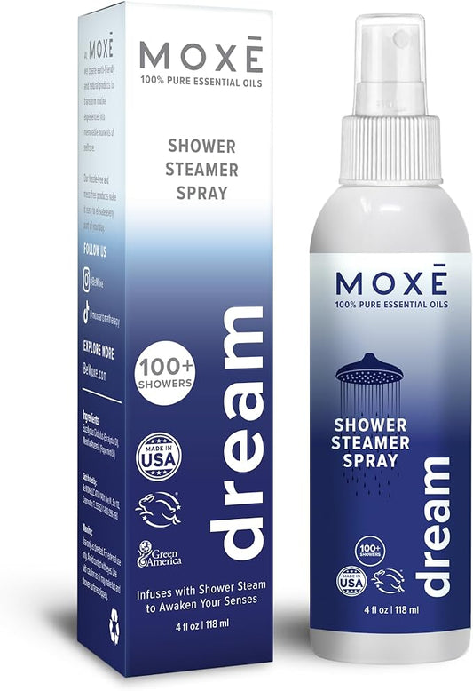 MOXE Shower Mist, Spa Steam Spray, Certified Natural Essential Oils, Aromatherapy, Tension Relief (Dream, 4 Fl Oz (Pack of 1))