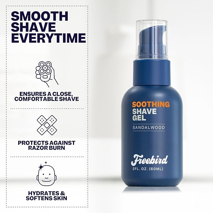 The Freebird Skin Care Bundle - Pre-Shave Oil, Shave Gel, and Aftershave Lotion in Sandalwood