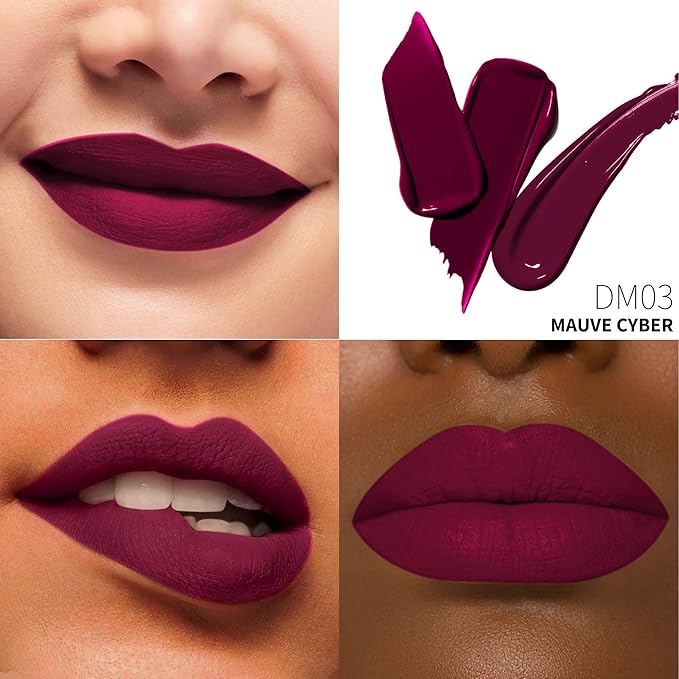 Mauve Lipstick Matte for Women, Superstay Long Lasting Red Lipstick Smudgeproof Liquid Lipsticks, Cruelty Free Lip Makeup (DM03 Mauve Cyber)