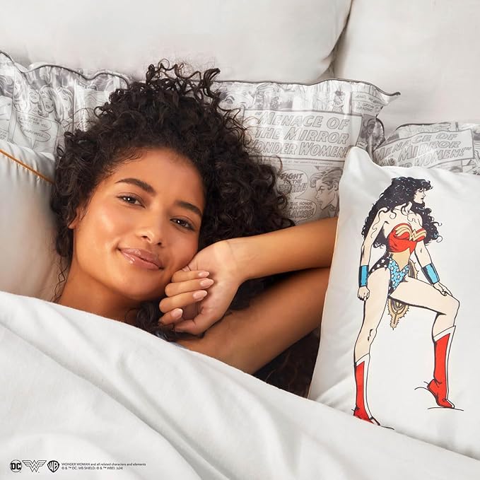 Kitsch Wonder Woman (Believe in Wonder) Satin Pillowcase with Zipper Softer Than Silk, Luxury Cooling Pillowcase for Hair & Skin, Wrinkle Prevention, King Size 19X36