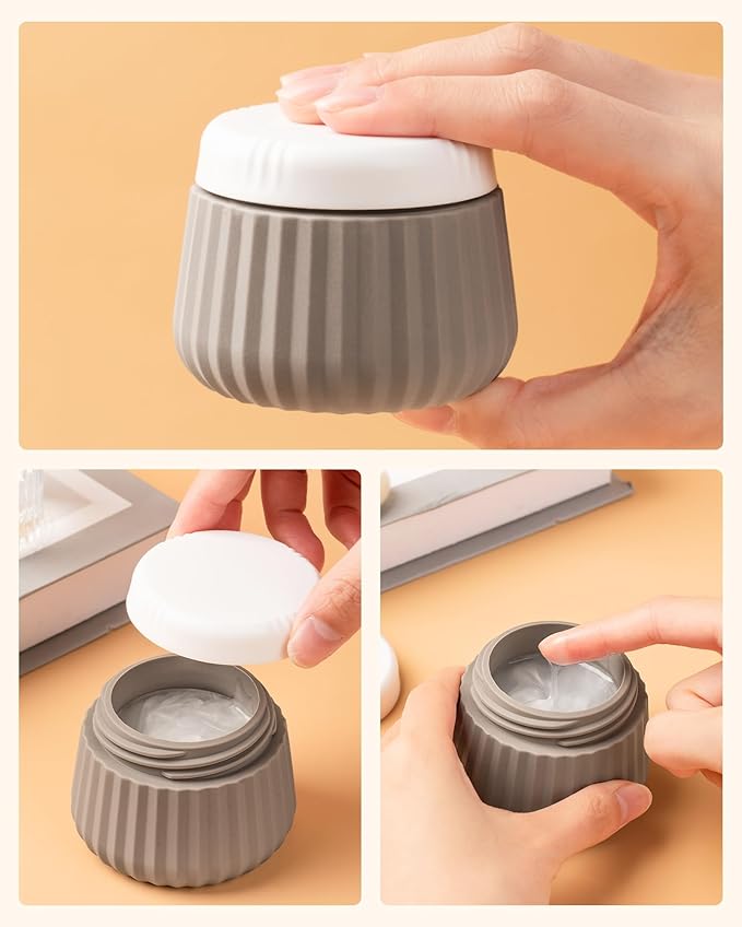 Travel Containers for Toiletries 4 Pack, TSA Approved Travel Size Toiletries, Travel Size Containers, With Clear Bag Leak Proof Silicone Jars, Travel Essentials Creams Jars Carrying Small Items