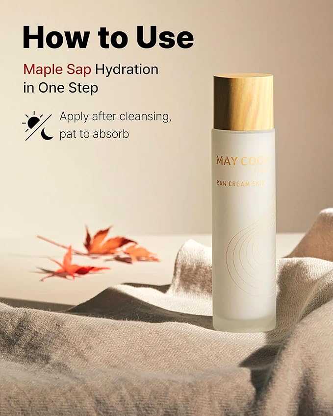 MAY COOP Raw Cream Skin Face Toner – 2-in-1 Toner & Moisturizer with 85% Maple Sap for Deep Hydration, Softening & Nourishing - Korean Skincare, Vegan Clean Beauty, 3.71 fl.oz.