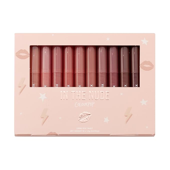Colourpop Lippie Stix Vault - Includes 10 Nude Lipstick Shades in Matte, Matte X, Crème and Blur Finishes - Infused with a Nourishing, Non-Drying Formula - In The Nude (3.05 oz)