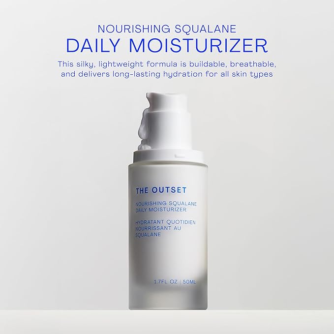 The Outset Nourishing Squalane Daily Moisturizer - Gentle Fragrance Free Non-Comedogenic Cream - Barrier Repair, Hydrating - Clean, Vegan, Gluten Free - All Skin Types, Sensitive Skin - 1.7FL OZ