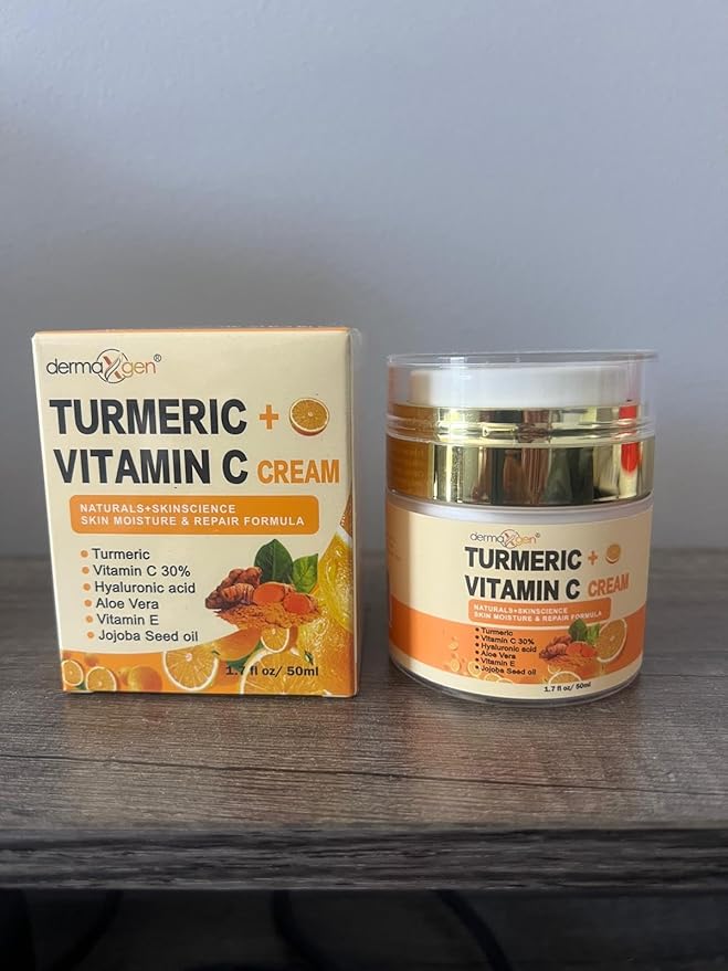 Turmeric Face Cream + 30% Vitamin C Glow Boosting Moisturizer & Skin Repairing, Hydrating with Organic Ingredients Anti-Aging Facial Cream, Normal, Dry, Oily & Combination Skin - 1.7 FL OZ