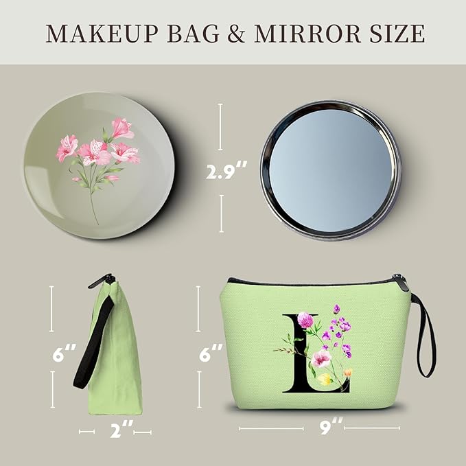 Birthday Friendship Bridesmaid Team Gifts for Employees Women Mom Aunt Daughter Teenage Girl Personalized Make up Cosmetic Bag Travel with Mirror Mothers Day Christmas Graduation L