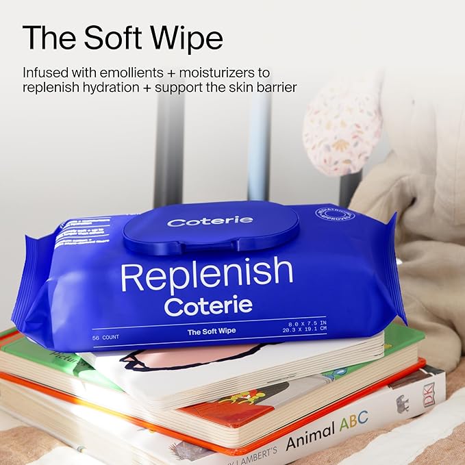 Coterie Baby Soft Wipe for Sensitive Skin, Hydrating Moisturizers and Emollients, Made with Cotton, Plant-Based & Plastic-Free Fibers, Hypoallergenic, Clean Gentle Baby Essentials, 12 Pack, 672 Count