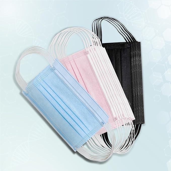 50PCS Disposable Masks Individually Packed 3-Layer Protection Suitable for Adults Elderly and Children.