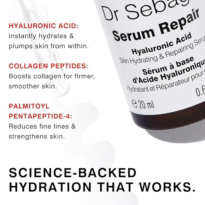 Dr Sebagh Serum Repair (0.68 fl oz) | Award-Winning Hyaluronic Acid Facial Hydrator | Anti Aging & Wrinkle | Skin Moisturising & Repairing Formula | Collagen Boosting Youthful Glow For Women & Men