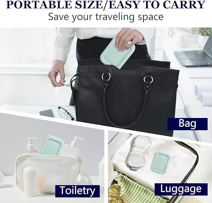 Leak Proof Silicone Travel Soap Case with Draining Layer, Travel Size Toiletry, Portable Soap Container for One Regular Bar Soap Perfectly, Shatter-Proof Soap Holder for Bathroom, Gym (Mint Green)