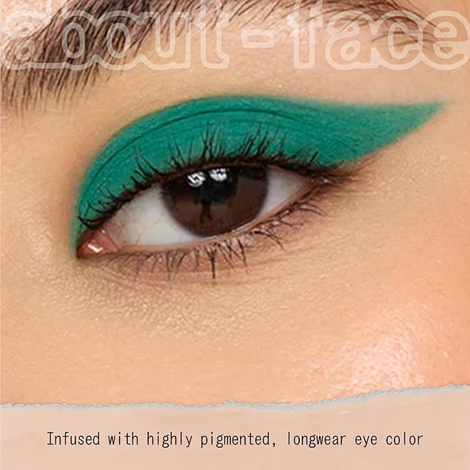 about-face Matte Fluid Eye Paint Crocodile Rock – High-Pigment Liquid Eyeshadow, Long-Lasting, No-Budge Matte Finish, Vegan & Cruelty-Free (Intense Teal)