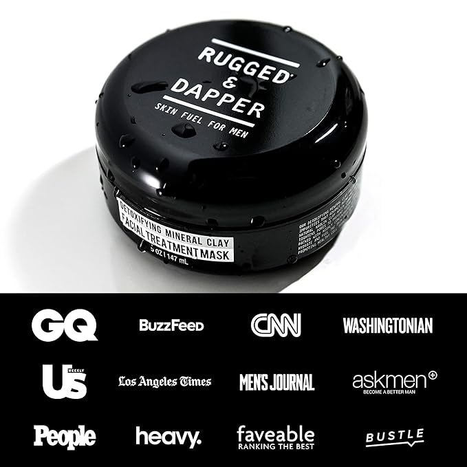 RUGGED & DAPPER - Premium Face Mask for Men - Deep Pore Cleansing Treatment - Fights Blackheads + Acne + Excess Oil - USA Made with Natural Kaolin Clay - 5.5 Oz