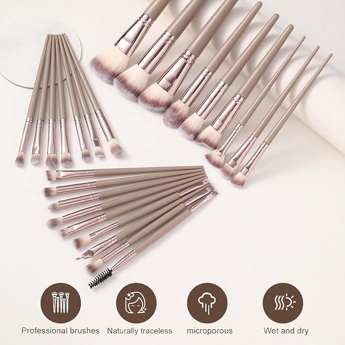 44Pcs Brown Makeup Brushes Set Professional Makeup Kit Multi-functional Makeup Tool Set with Facial Makeup Accessories, Foundation Makeup Brush Kit Eye and Face Make up Brushes & Tools