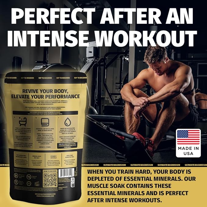 Coach Soak Recovery Bath Soak - Alternative to Epsom Salt Bath Soak - Fast-Absorbing Pure Magnesium Flakes with 21 Minerals, Bath Salts & Essential Oils - 3lbs, Energizing Citrus