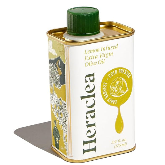 Heraclea - Lemon Infused - Extra Virgin Olive Oil - Organic Olive Oil - Extra Virgin - Cold Pressed - Polyphenol Rich EVOO - 5.9oz Bottle