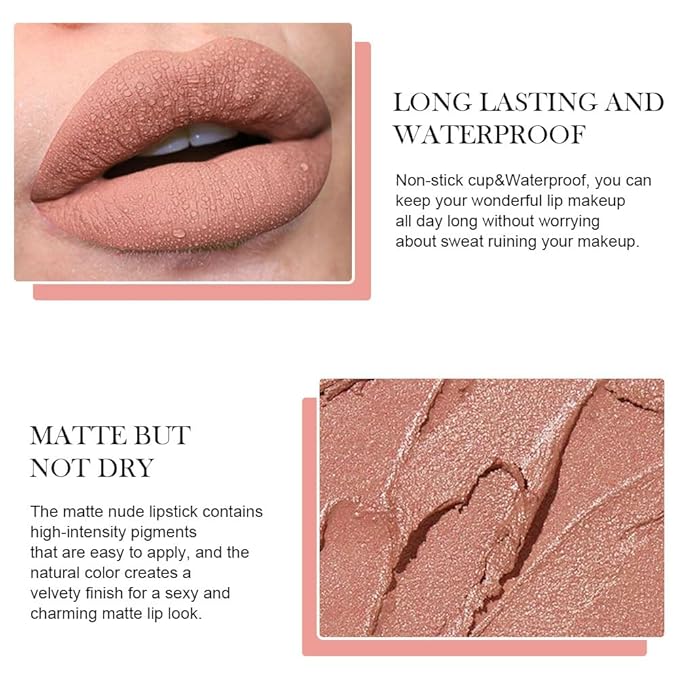 BINGBRUSH Crayon Matte Longwear Lipstick Pack Set,Moisture Smooth Color Stick Ultimate Lip Crayon for Makeup Collection - Waterproof Velvet Lipgloss (2pcs 02#&06#, 2 Count (Pack of 1))