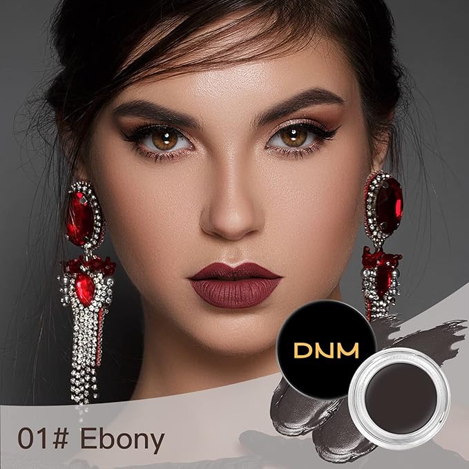 Eyebrow Pomade Kit with Dual-ended Eyebrow Brush, Water and Stain Resistant High Pigment Pomade, Corrects Brow Imperfections for Natural Long-lasting Brow Makeup (01# Ebony)
