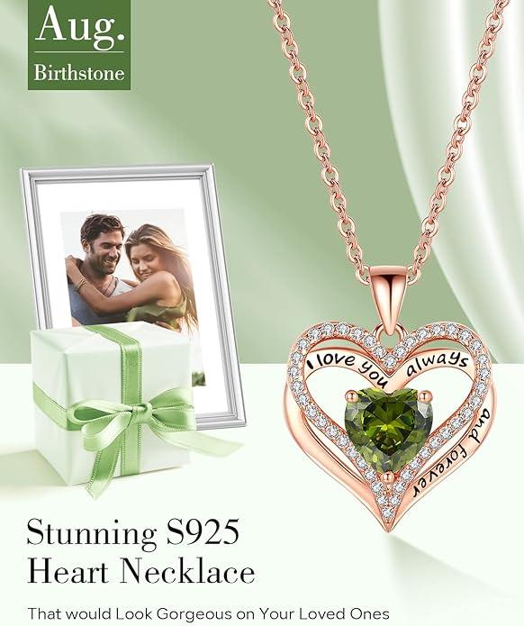 S925 Sterling Silver Necklace for Women, Wife Jewelry Rose Gold, Mom Birthday Valentines Mothers Day Gifts, Girlfriend Necklaces, Daughter Heart Jewel, Anniversary for Her