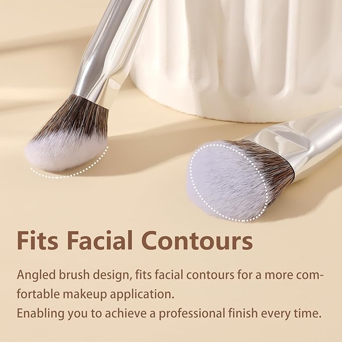 Blush Brush, Angled Contoured for Flawless Face Foundation Liquid Cream Cheek Makeup Multitask 202