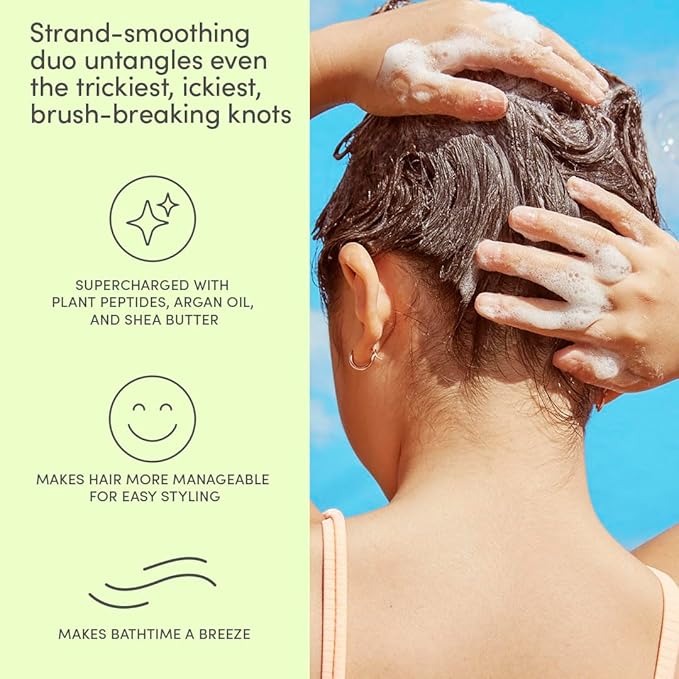 Evereden Kids Routine Bundle - Detangling Shampoo and Conditioner + Multi-Vitamin Face Wash and Face Cream for Kids 3+