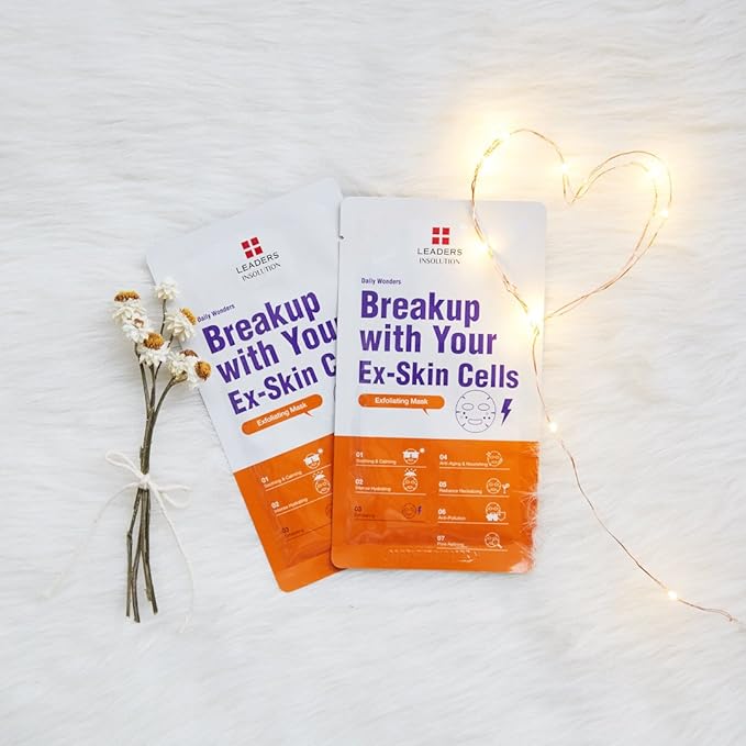 Leaders Insolution Daily Wonders Breakup With Your Ex-Skin Cells Facial Mask Sheet Clarifying and Exfoliating Dead Skin Korean Skincare (10 Sheets)