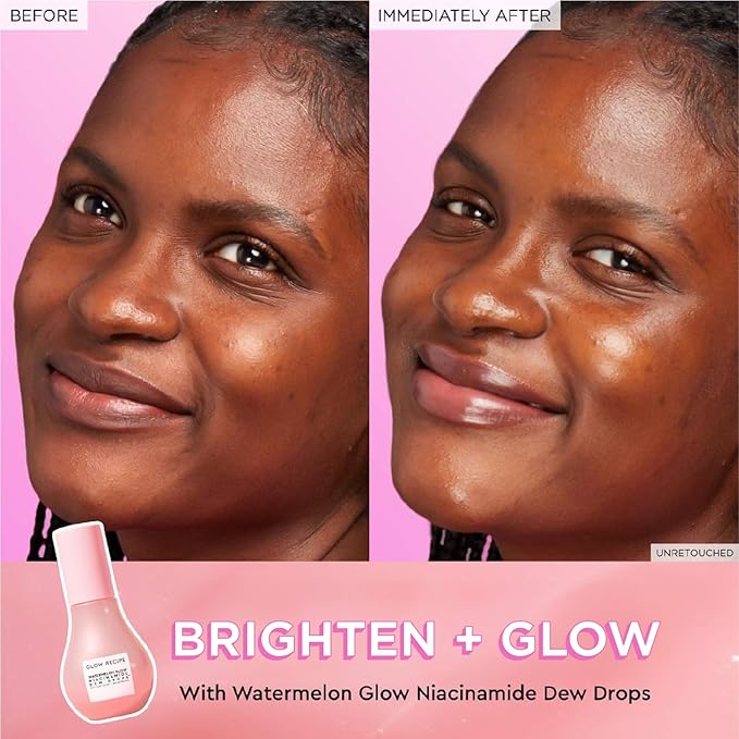 Glow Recipe Watermelon Niacinamide Dew Drops - Brightening, Plumping Hydrating Face Serum, Makeup Primer + Liquid Highlighter with Hyaluronic Acid - Dewy & Glowing Korean Skin Care (40ml)