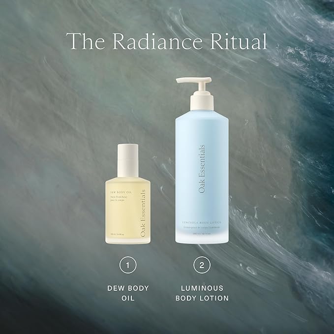 Oak Essentials Luminous Body Lotion | Hydrating Blue Tansy Body Cream with Rose Oil, Turmeric, Shea Butter and Coconut Oil, 1.33 Fl Oz (Travel Size)