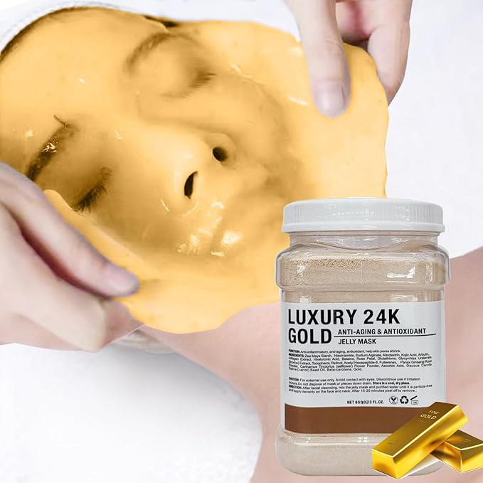Jelly Mask for Facials Professional Natural Gel Face Masks, Hyaluronic acid Hydrating Rubber Mask Jar Face Mask SkinCare 23 Fl Oz (24K Gold)