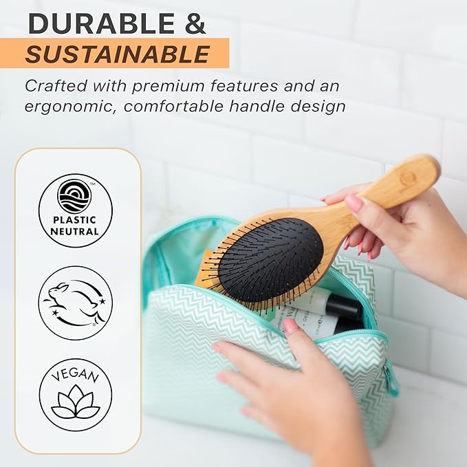 Detangler Bamboo Detangling Hair Brush - For Women, Men, and Kids, Wet or Dry Use With Hair Products