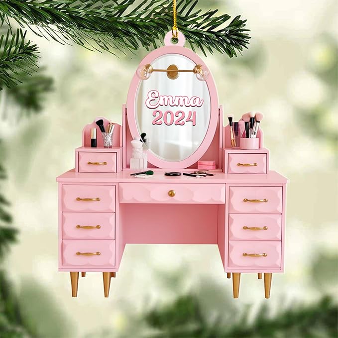 Personalized Makeup Tools Ornament – Custom Beauty Christmas Tree Decoration, Holiday Keepsake Gift for Makeup Artists, Cosmetologists, Beauty Lovers, Salon Owners, Families and Coworkers (MKH9)