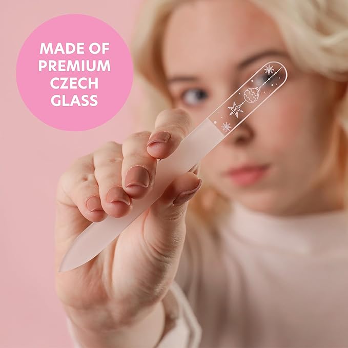 Christmas Gift Set - 3 Czech Glass Nail Files, Ideal Stocking Stuffer for Teen Girls, Beautiful Nail Care Gift for Women, Limited Edition by Bona Fide Beauty