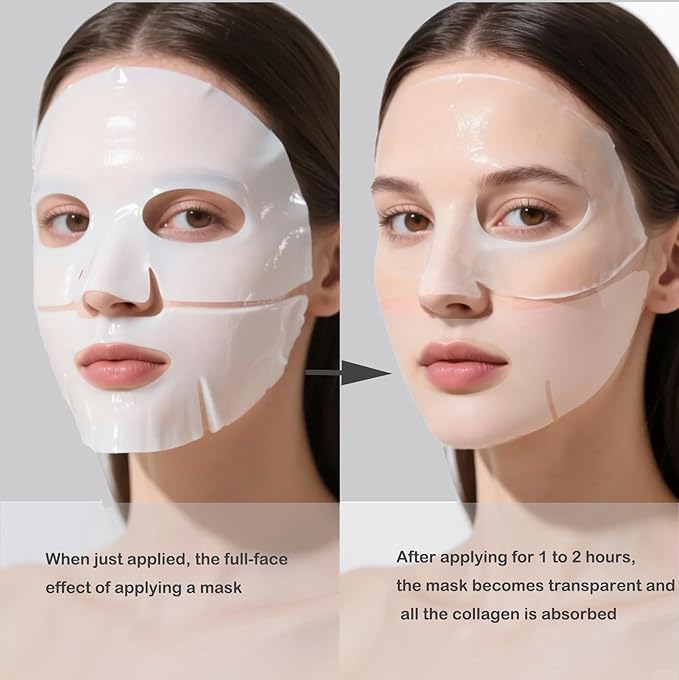 5 Pack Deep Collagen Face Mask, Bio-Collagen Korean Overnight Hydrogel Mask, Anti Wrinkle Firming Lifting Korean Collagen Films for Improve Skin Elasticity, Firming And Moisturizing