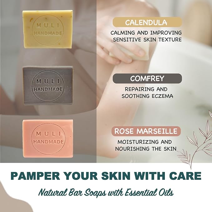 Natural Handemade Bar Soap for Men and Women with Essential oils, Scented Bar Soaps for Bath, Fragrance Regular Use Gift Set (Pack of 1) Comfrey