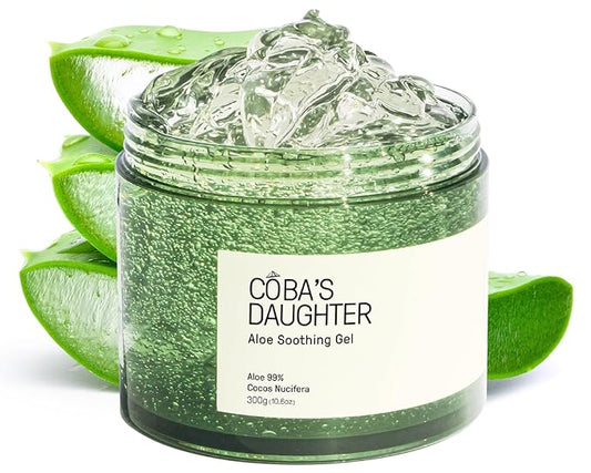 COBA'S DAUGHTER 99% Pure Aloe for Sunburn Relief & After Sun Recovery| Coconut Scented Aloe Vera Gel |Organic Aloe Vera Gel for Face & Body - Hair Hydration & Cooling Lotion (10.6 oz)