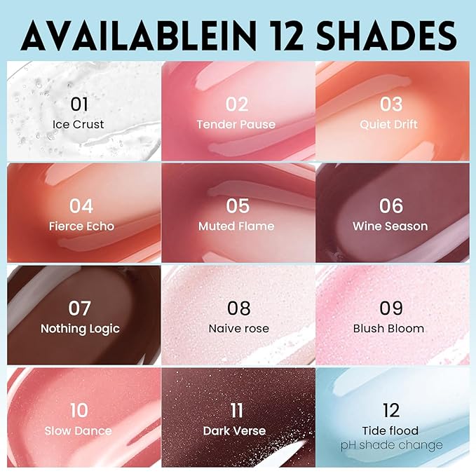 Pudaier Glossy Lip Stain, Excellent Recovery, Moisturizing Lip Care Tinted Lip Oil, Hydrating Plumping Lip Gloss Balm, Non-Sticky Long Lasting Light Texture LipGloss Oil for Dry Lip (08 Naive Rose)