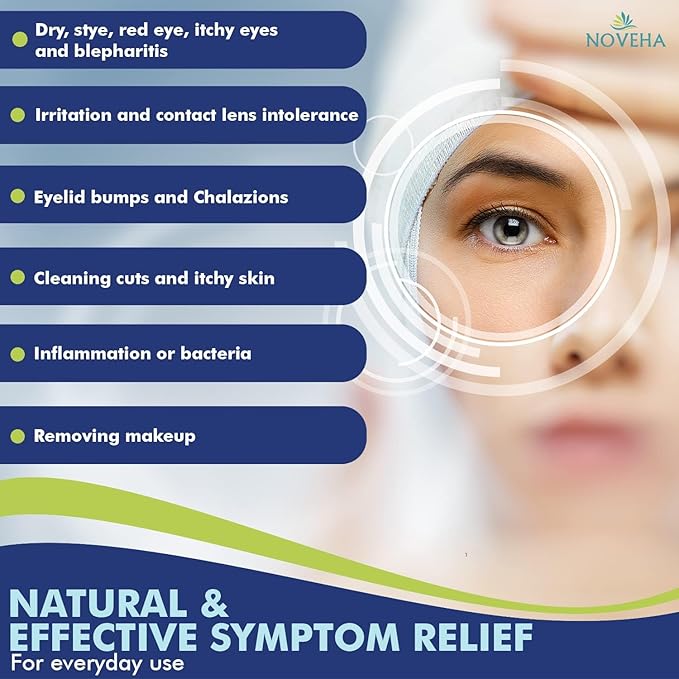 NOVEHA 120Pcs Daily Hygienic Eyelid & Lash Wipes | 120 Individually Wrapped Cleansing Eyelash Wipes - For Blepharitis & Itchy Eyes, Demodex and Natural Makeup Remover & Daily Cleanser (2 Pack)