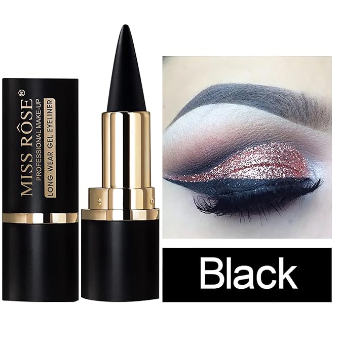 Miss Rose M Gel Eyeliner, Black Eyeliner Pencils, delineador de ojos contra el agua, Easy to Use, Eye Makeup for Women (Premium Black)