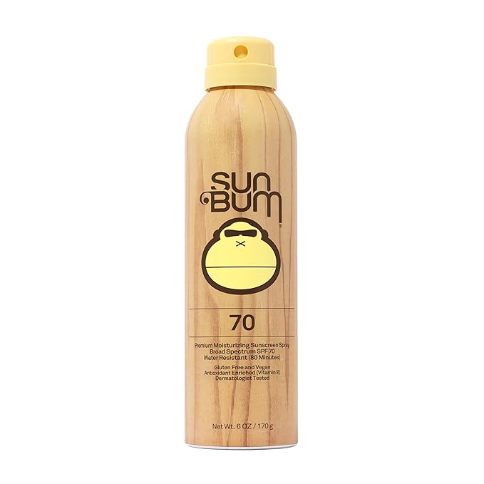 Sun Bum Original SPF 70 Sunscreen Body Spray - Broad Spectrum Moisturizing Sunscreen with Vitamin E - Hawaii 104 Act Compliant (Made without Octinoxate & Oxybenzone) - 6 oz