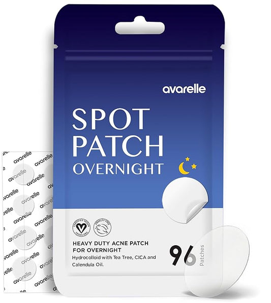 AVARELLE Spot Pimple Patches for Face | Good Night Acne Cover | Hydrocolloid with Tea Tree Oil | Acne Spot Treatment (12-14 mm, 96 ct)