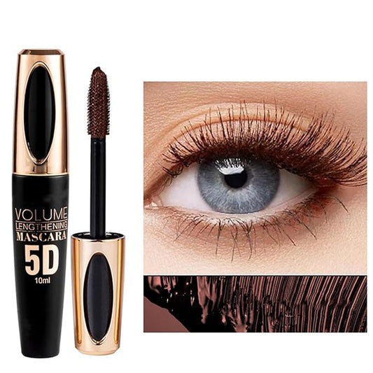 MAEPEOR 5D Silk Fiber Mascara Fuller & Voluminous Colored Eyelash Natural Waterproof Smudge-proof Mascara (02 Brown)