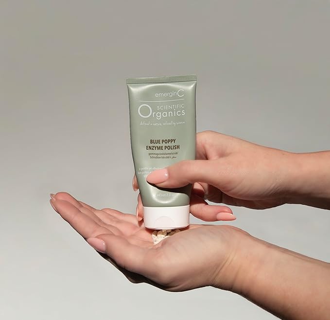 emerginC Scientific Organics Blue Poppy Enzyme Brightening Polish - Exfoliating Enzyme Face Scrub - Gently Removes Dead Skin Cells, Visibly Smoothes Texture + Tone (2 oz, 60 ml)