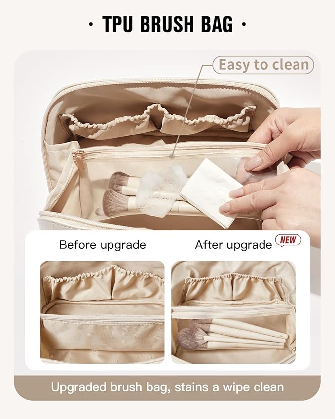 EACHY Travel Makeup Bag,Large Capacity Cosmetic Bags for Women,Waterproof Portable Pouch Open Flat Toiletry Bag Pattern Makeup Bag