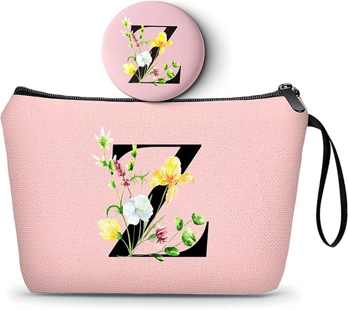 Happy Birthday Friendship Bridesmaid Team Gifts for Employees Women Mom Girl Daughter Teenage Personalized Make up Cosmetic Bag Travel with Mirror Mothers Day Christmas Graduation Z