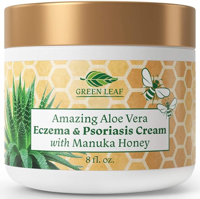Manuka Honey Eczema Cream Moisturizing Lotion Treatment For Psoriasis Relief - Itchy, Dry Skin Rash Ointment -Skin Soothing Moisturizer Baby Kids & Adults -High Strength Body & Face Cream 8oz