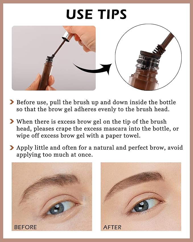 Waterproof Tinted Brow Gel- Long Lasting SmudgeProof Liquid Eyebrow Makeup, Eyebrow Mascara Tinted Brow Glue, Eye Brow Filler, Volumizing Enhance Brow Mascara,With Brow Razor,Gift for Women- 03Brown