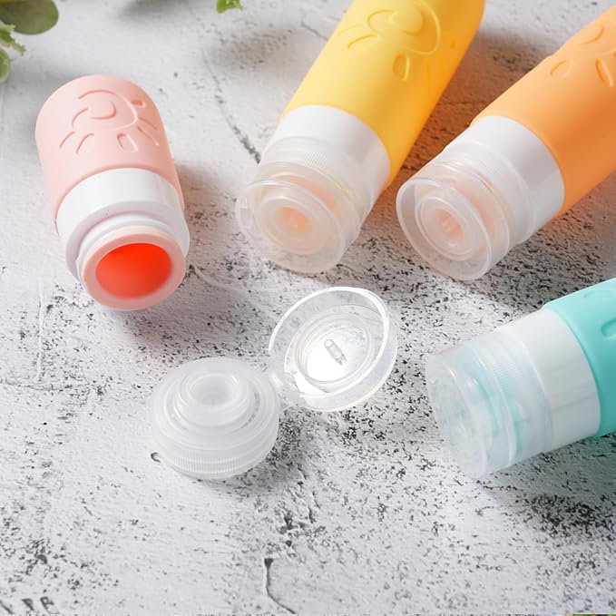 18 Pack travel Bottles for Toiletries, TSA Approved Silicone Travel Containers Leak Proof Refillable Travel Accessories for Shampoo Conditioner Lotion Body Wash(Multicolored E)